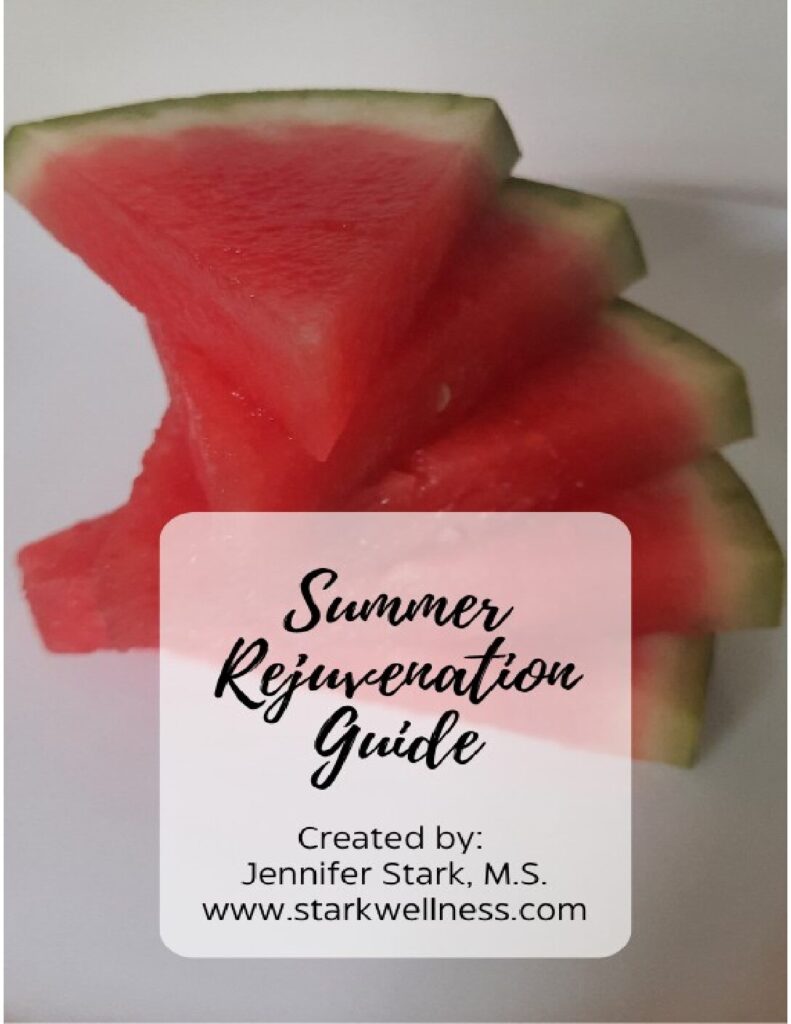 Cover for your FREE Summer Rejuvenation Guide -- delectable watermelon slices stacked in a spiral -- www.starkwellness.com/rejuvinate